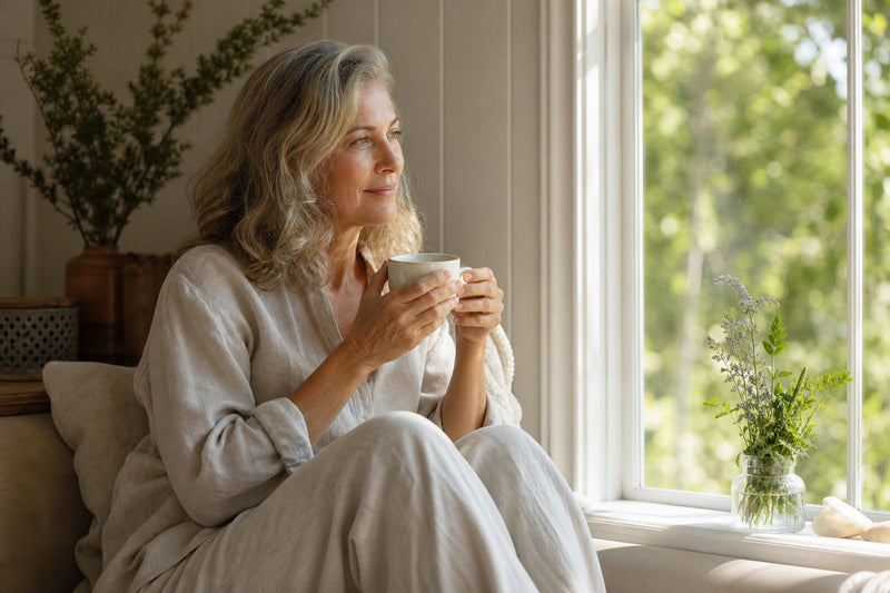 Calm morning tea ritual by a sunny window