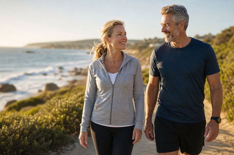 Couple walking together outdoors